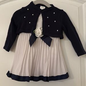 Jennie & Me white pleated dress w/bolero jacket. Size 6/9 M